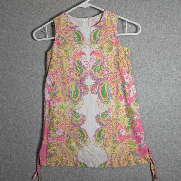 Lilly Pulitzer Other - Lilly Pulitzer Girls Pink Paisley Floral Shift Dress Size 6 Sleeveless Preppy
